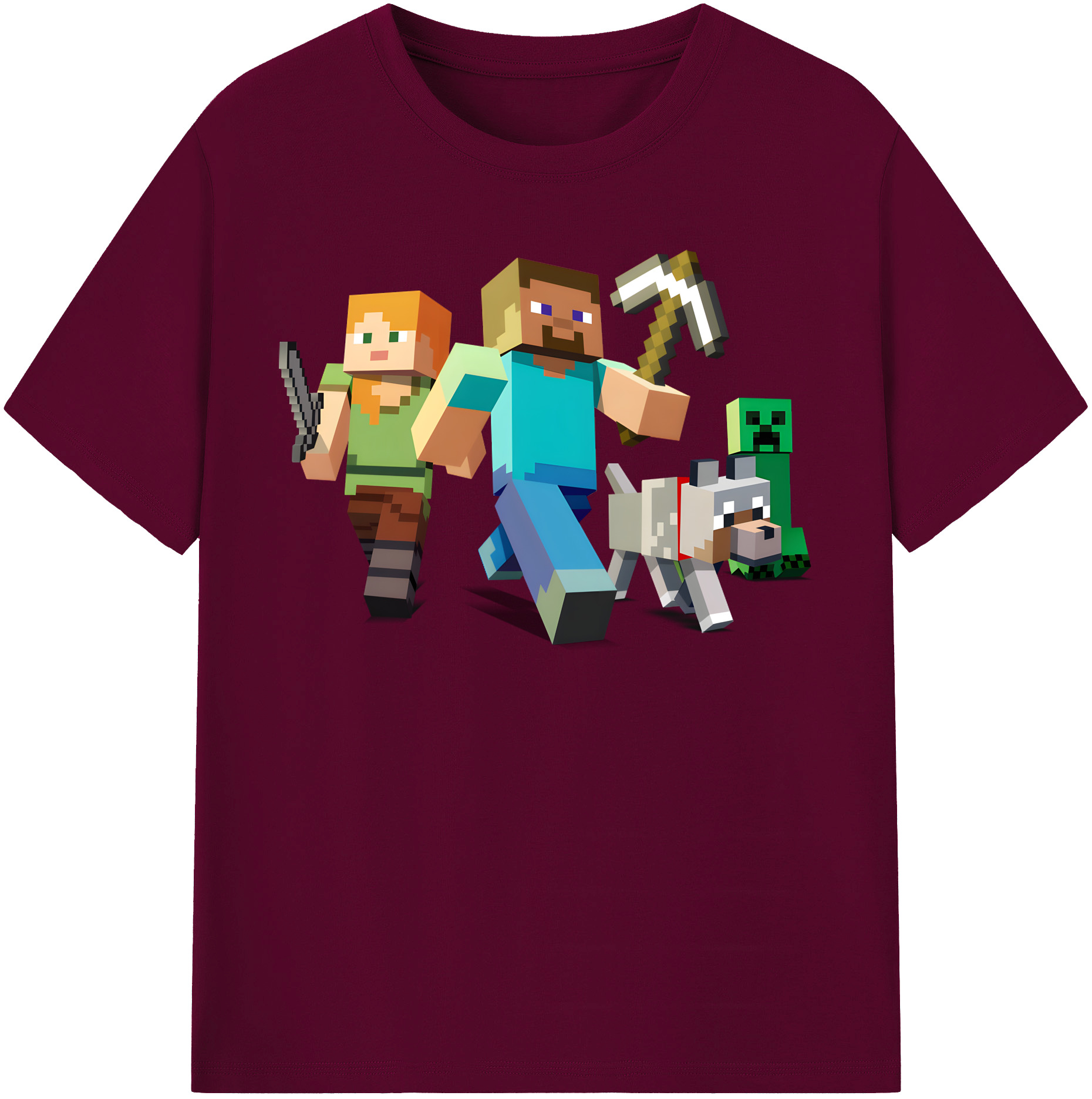 （画像用） マインクラフト ブロックの世界 Minecraft MC Block world レディースカジュアルプリントTシャツ（綿100％）